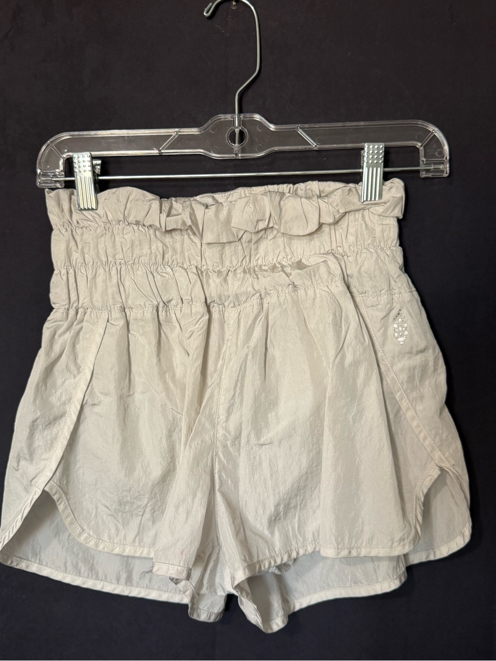 Free People Cream Paperbag Waist Athletic Shorts